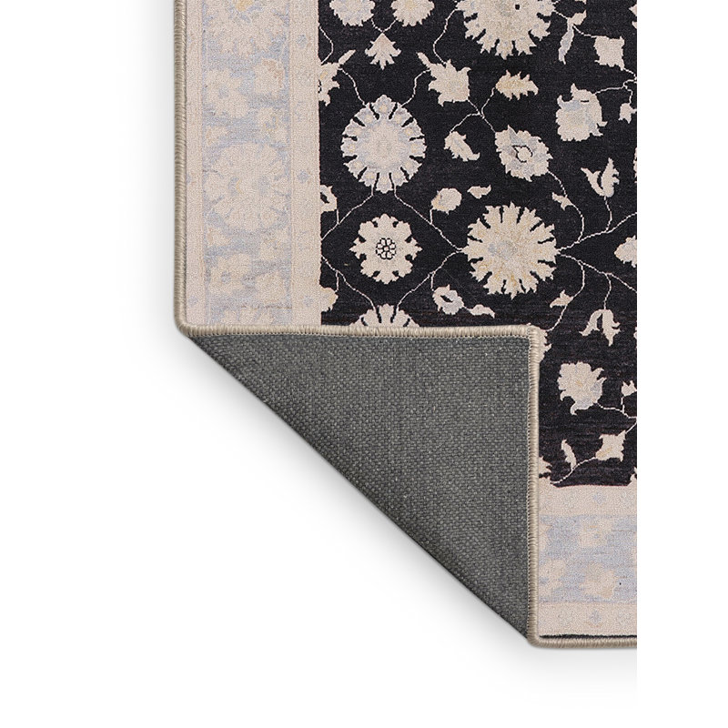 Tapis oriental noir / bleu Nakke, Rectangle 5 pi x 7 pi