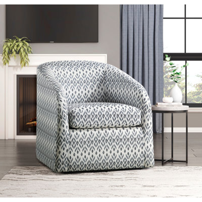 Fauteuil de lecture élégant, revêtement à motifs multicolores, structure en bois massif et contreplaqué avec piètement en métal, pivotant à 360°, largeur de porte : 63,5 cm. Fauteuil pivotant décoratif et attrayant - Métal texturé, accoudoirs de 8,9 cm.