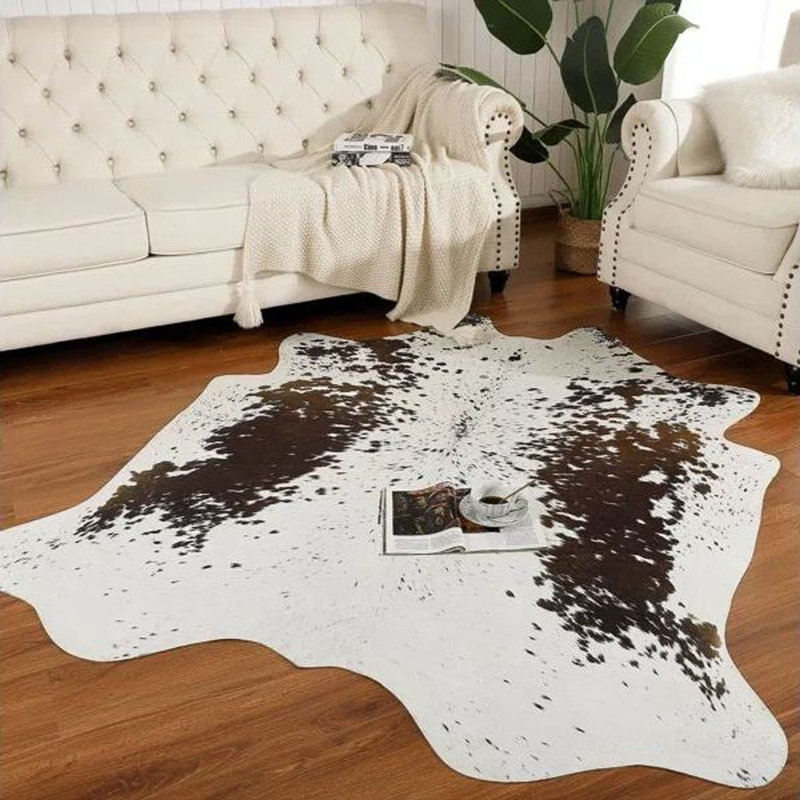 Western Decor Faux Fur Cowhide Rug, Novelty 4'6" x 5'2"