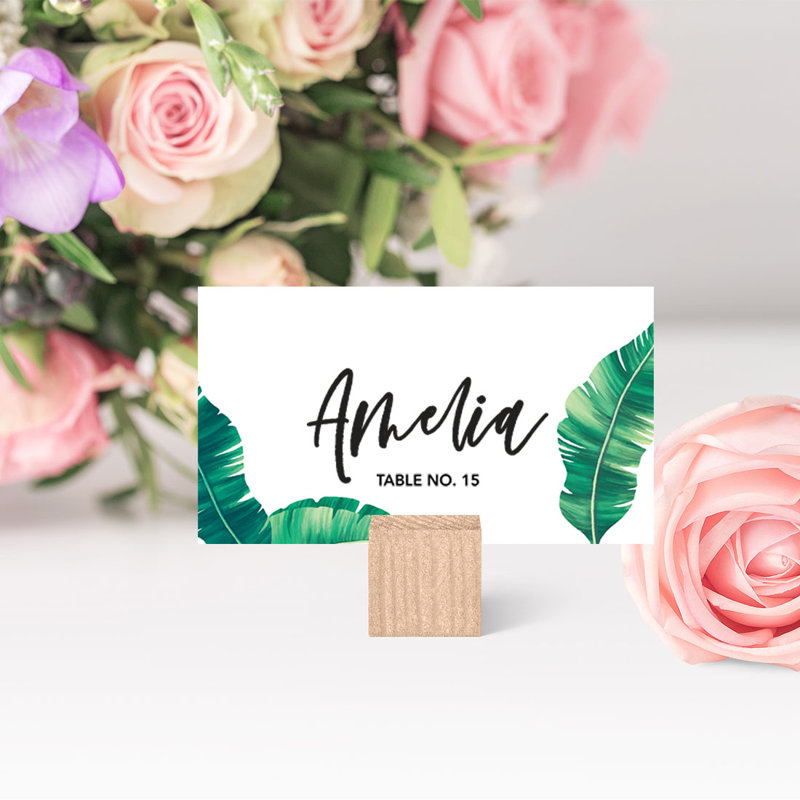 Cartes de place pour feuilles de bananier tropicales pour tables de mariage, places assises pour porte-nom, paquet de 60