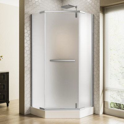 Porte de douche Neo-angle P 36 po x l 36 po x H 72 po, cabine de douche d'angle avec portes de douche en verre trempé givré 1/4 po (6 mm) chromées