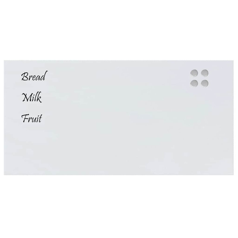 Wall-Mounted Magnetic Board Tempered Glass, 50cm H x 100cm W, White