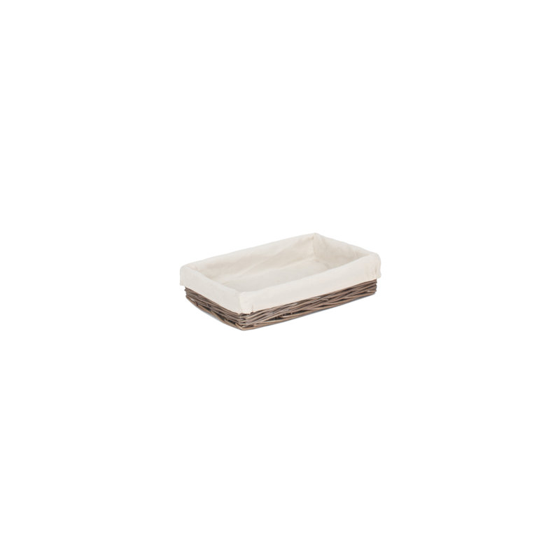 Wicker Storage Tray Basket with Lining, 21cm W x 31cm D