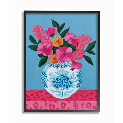 « fleur vase rose blue » par catherine b-reproduction d’art