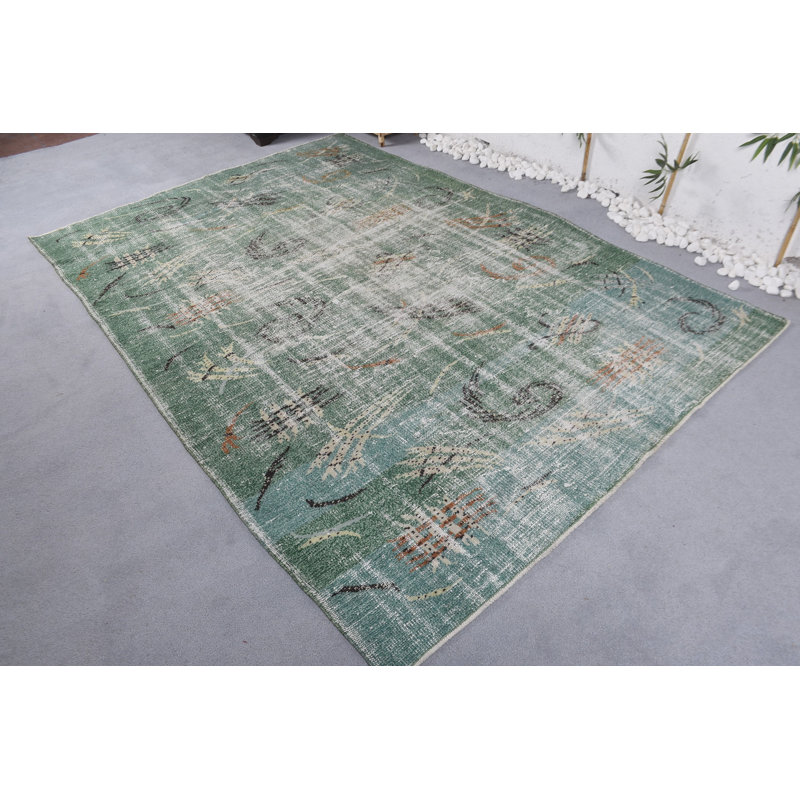 Grands tapis 6 x 9,2 pi, tapis turc, tapis de cuisine, tapis vert luxueux, tapis rétro, tapis bohème