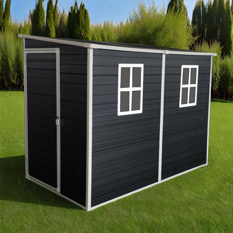 Remise de rangement extérieure en résine 4 x 8 pi avec plancher, porte verrouillable, fenêtres et ventilation