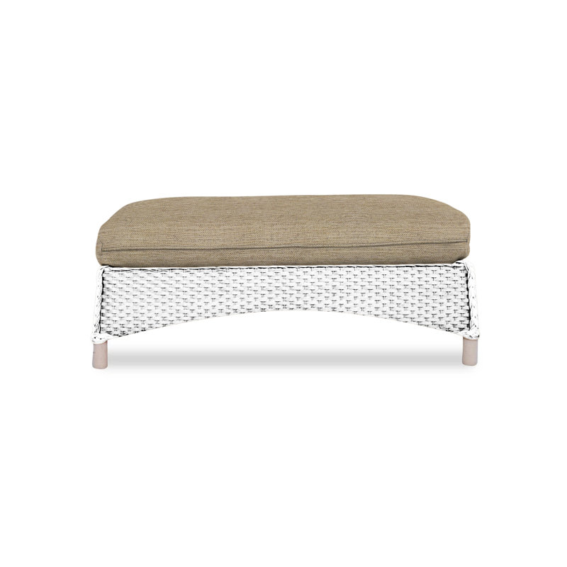 Mandalay Outdoor Ottoman, White, Rollo Linen
