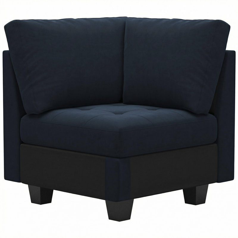 Fauteuil sans accoudoirs en velours Shavera, module d'angle pour canapé modulaire d'angle, Velours bleu