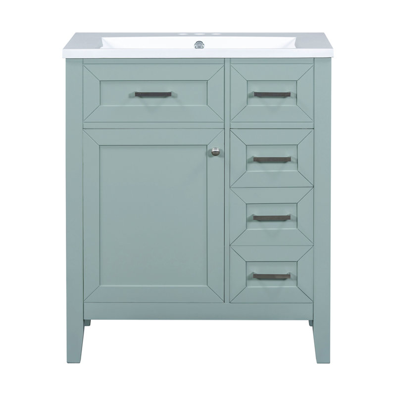 Armoire de salle de bain avec lavabo, Vert, Nickel