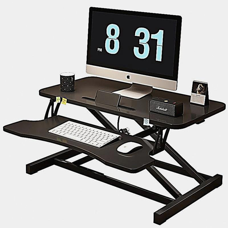 Bureau de 32 pouces avec hauteur réglable, double moniteur et poste de travail pour ordinateur portable, avec large plateau pour clavier