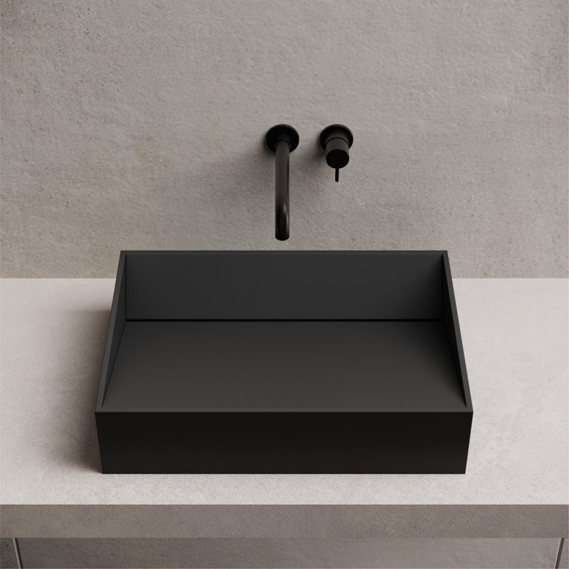 Lavabo vasque de salle de bain à surface solide 23 po x 13 po MonBlari - noir mat, Noir mat