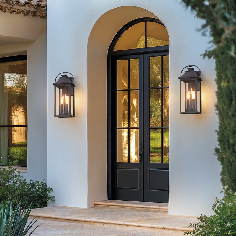 18.2 in. 3-Light Black Outdoor Wall Lantern Sconce, 18.2" H - 3 light sockets, Matte Black