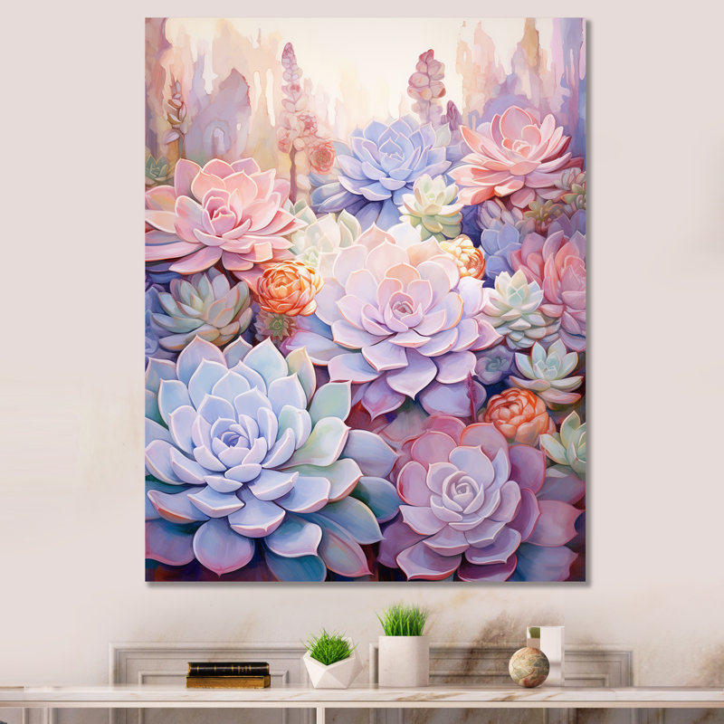Shez Succulent Serenade - reproduction d'art sur toile, H 40 po x l 30 po x P 1,5 po, Toile tendue