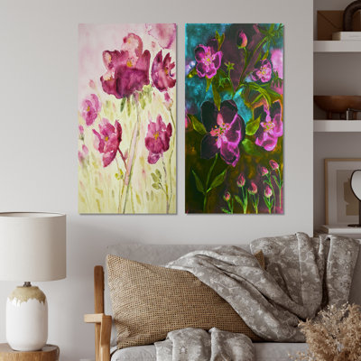 «Beautiful Rose Flowers Paitning», ensemble de 2 impressions sur toile