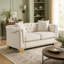 Canapé Chesterfield en velours beige, 2 places, 157 cm (62 pouces), accoudoirs arrondis, orné de clous dorés
