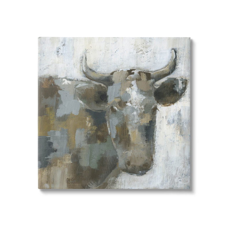 Art abstrait sur toile, "Bétail abstrait" par Nan, H 17 po x l 17 po x P 1,5 po