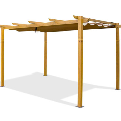 Weather- Pergola Gazebo With Retractable Canopy. 13Ftx9ft, 98Lbs. Fade & Protected. Great For Patio, Backyard, Deck, Garden Sun Shade Canopy - Enjoy Outdoor Activities In Bbq, Party,