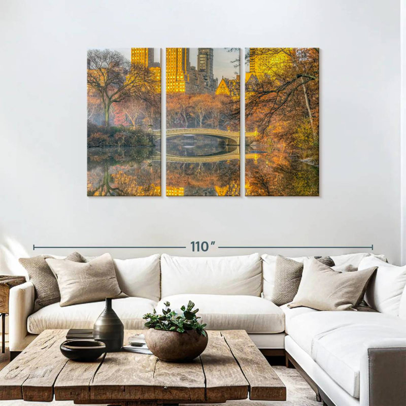 Nicci Bow Bridge en automne, H 48 po x l 74 po