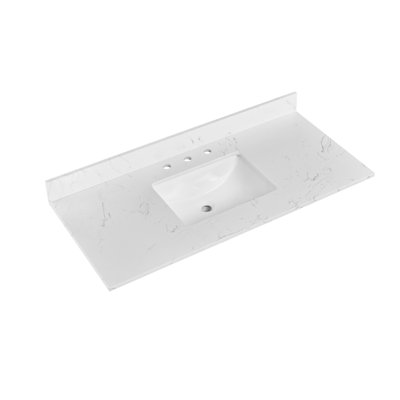 Plateau de meuble-lavabo en pierre reconstituée de 42 po avec lavabo rectangulaire encastré en céramique
