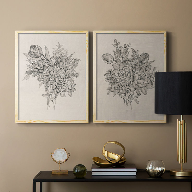 «Floral Bouquet I», reproduction encadrée de qualité supérieure - prête à être accrochée - aucun clou requis - aucun clou requis