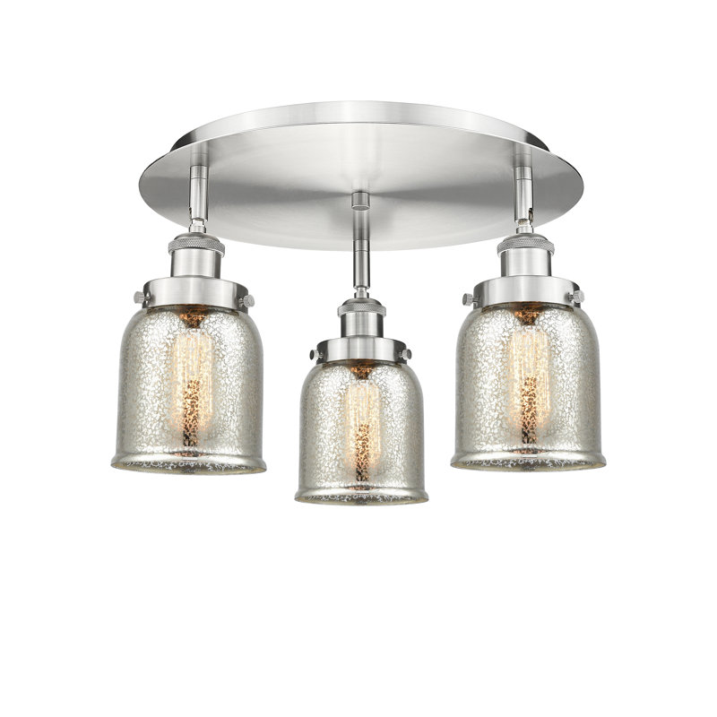 Bejtullah Glass Flush Mount, Silver Plated Mercury, Satin Nickel