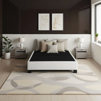 Lit plateforme tapissier Oatmeal