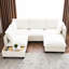 Canapé modulaire blanc de 90 po avec table basse mobile et utile - fonction de charge intégrée, zone de rembourrage, table modulaire et fonctionnelle en forme de U avec garantie de cadre, composant caché, rembourrage confortable-889959223