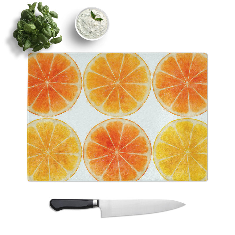 Orange Fruit Slices Painting Chopping Board, 0.4cm H x 28.5cm W x 39cm L