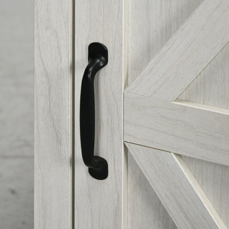 Table d'appoint blanche vieillie avec prises de courant et espace de rangement