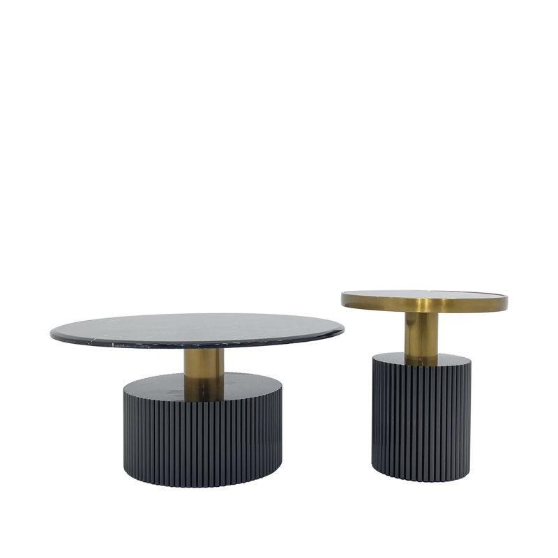 Two Piece Coffee Table, Black, Black