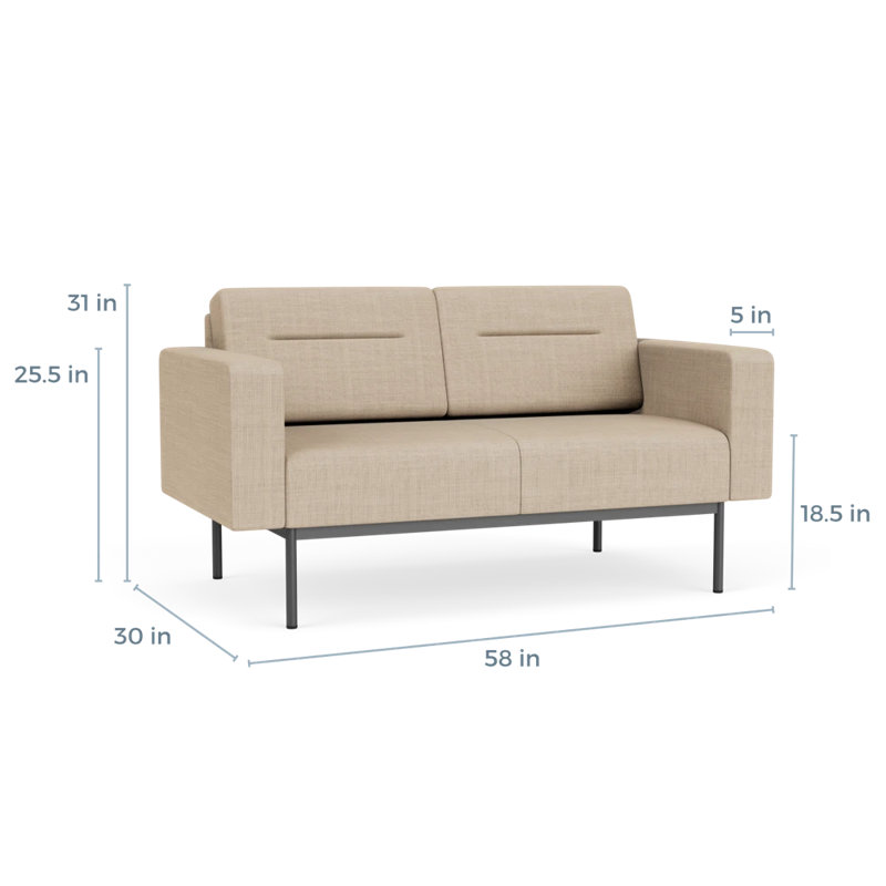 Causeuse de réception Darsey, Sans alimentation, Chambray calcaire, Gris anthracite