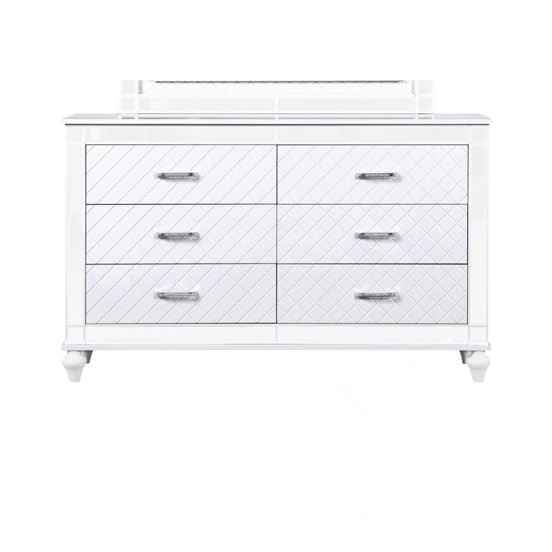 Commode Livorno G02790-D, champagne argenté, Blanc
