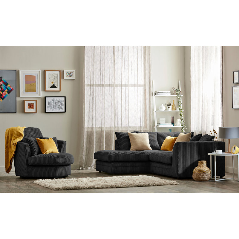 Moana 2 - Piece Living Room Set, Left Hand, Black