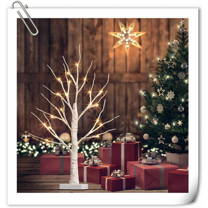 22" Birch Tree With LED Lights, Warm White Artificial Tree Lamp, Fairy Light Spirit Tree For Xmas Home Indoor Tabletop Centerpiece Decorations, Battery Powered, 6H/18H Timer