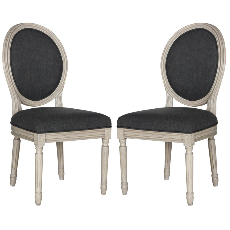Ensemble de salle à manger en bois massif 3 pièces linen Cueto, Gris délavé, Gris anthracite / rustique