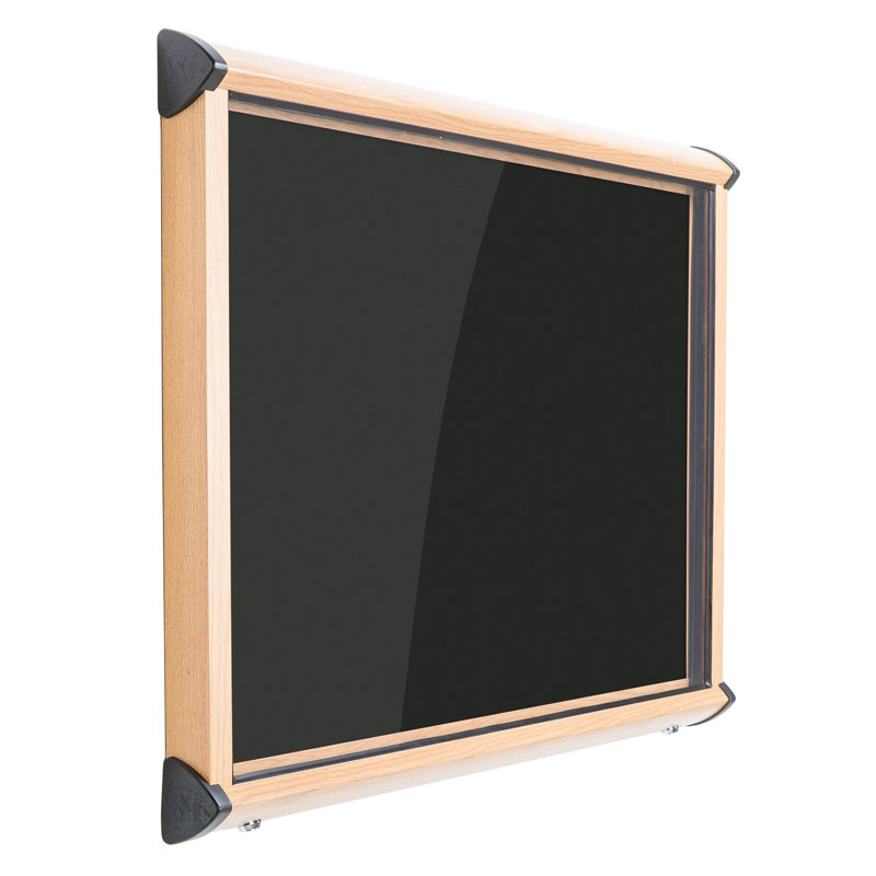 Shield Wood Effect Exterior Showcases Wall Mounted Bulletin Board, 105cm H x 75.2cm W, Dark Wine