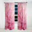 Rideau floral occultant doré et rose à motif abstrait rivière - fuchsia-107808337