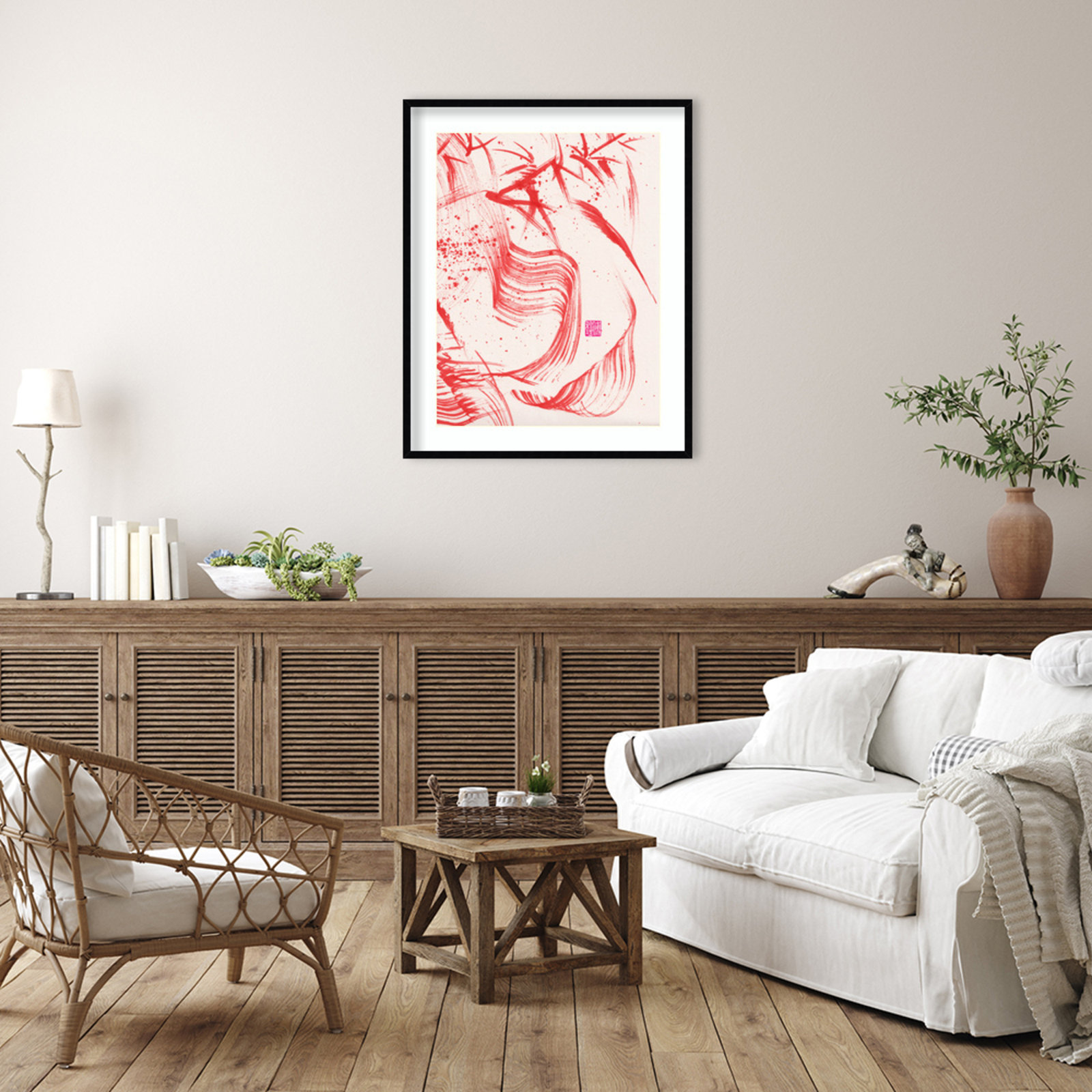 Lemma "Zen Bamboo Ink Abstraction 2" Print, Black, 41" H x 33" W