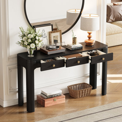 Console 52 po rustique avec coins arrondis et 3 tiroirs dissimulés
