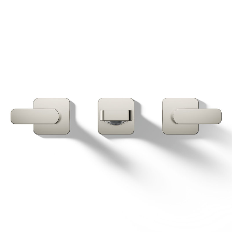 Parallel Wall-Mount Bathroom Sink Faucet Trim, Silver