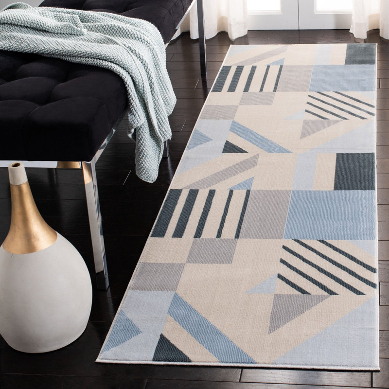Tapis beige à motif géométrique Aslin, Tapis de couloir 2 pi 2 po x 7 pi