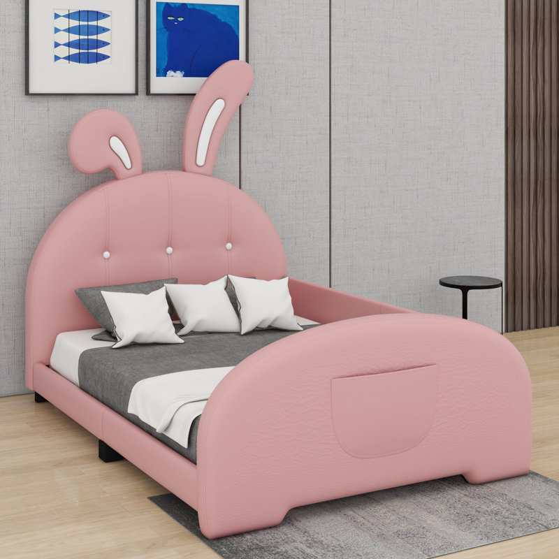 Lit simple princesse en forme de lapin rembourré, Rose