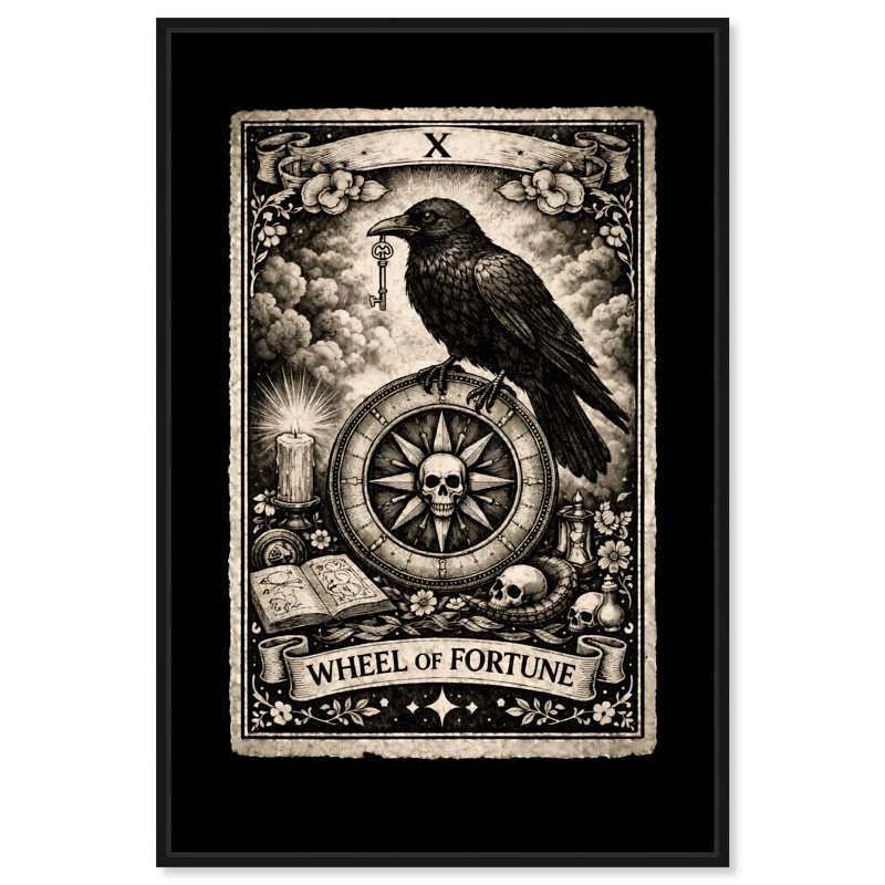 «Spooky Fortune Tarot Card», impression sur toile encadrée par Art Remedy, cadre noir, 30 x 45, 46"H x 31"W, Black Frame