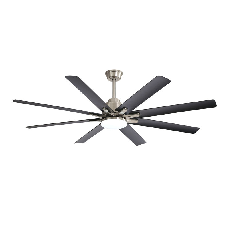 Ventilateur de plafond moderne de 66 pouces avec lumière à DEL à intensité variable et 8 pales en ABS avec télécommande et moteur à courant continu réversible pour le bureau personnel
