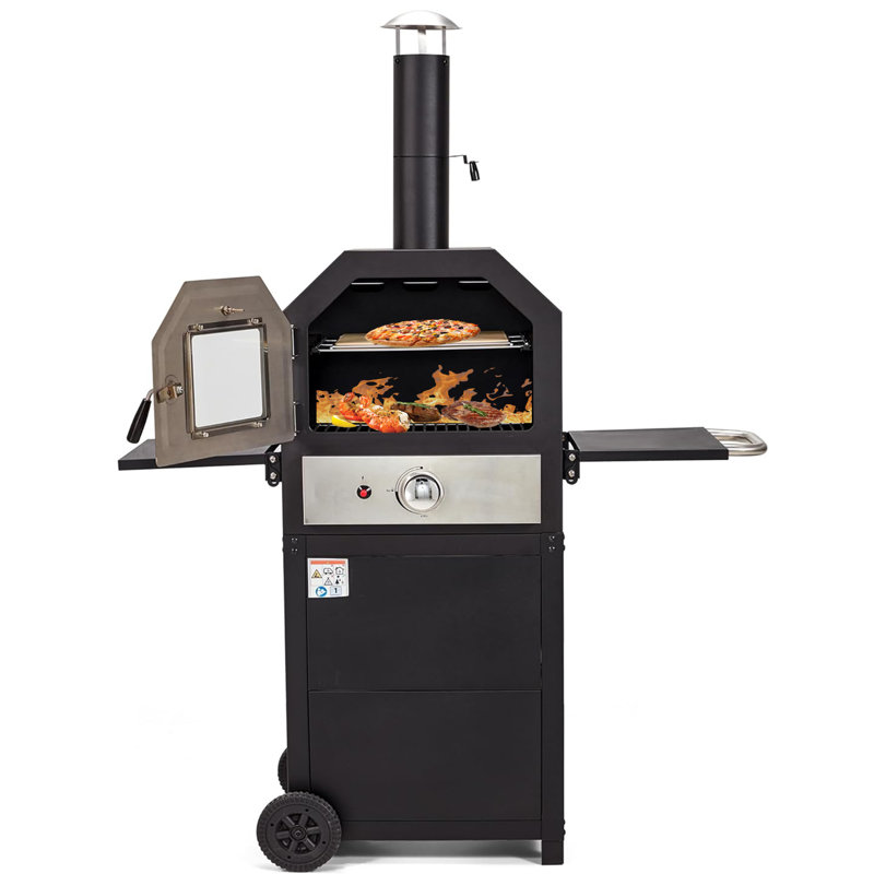 Steel Freestanding Propane Gas Pizza Oven in Black