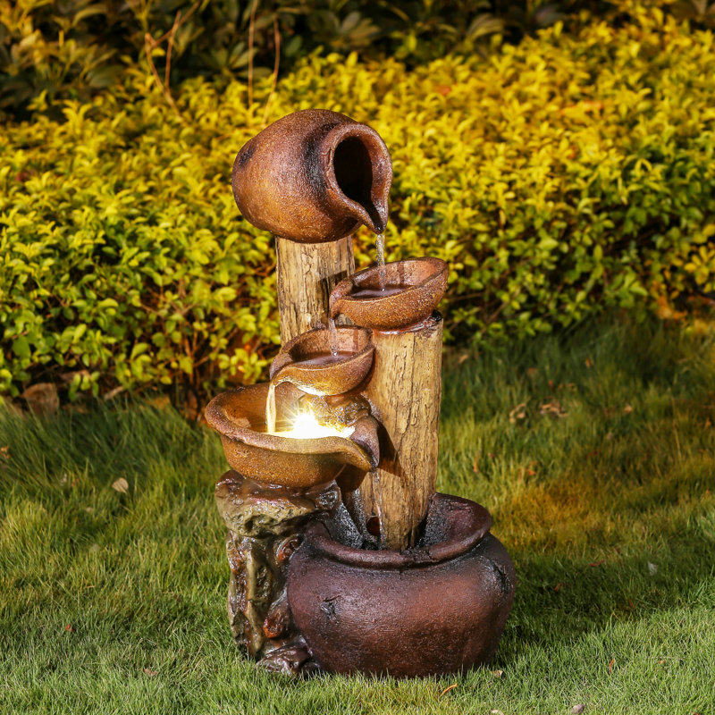 Bandini Hand Crafted Weather Resistant Cascade Fountain with Light