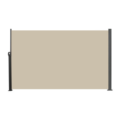 138" X 71" Side Awning, Beige, Manual Retractable, Waterproof, Ideal For Porch - Material, Rust Metal Retractable Grey, Protection, Privacy Screen Indoor And Outdoor , Rust- Structure