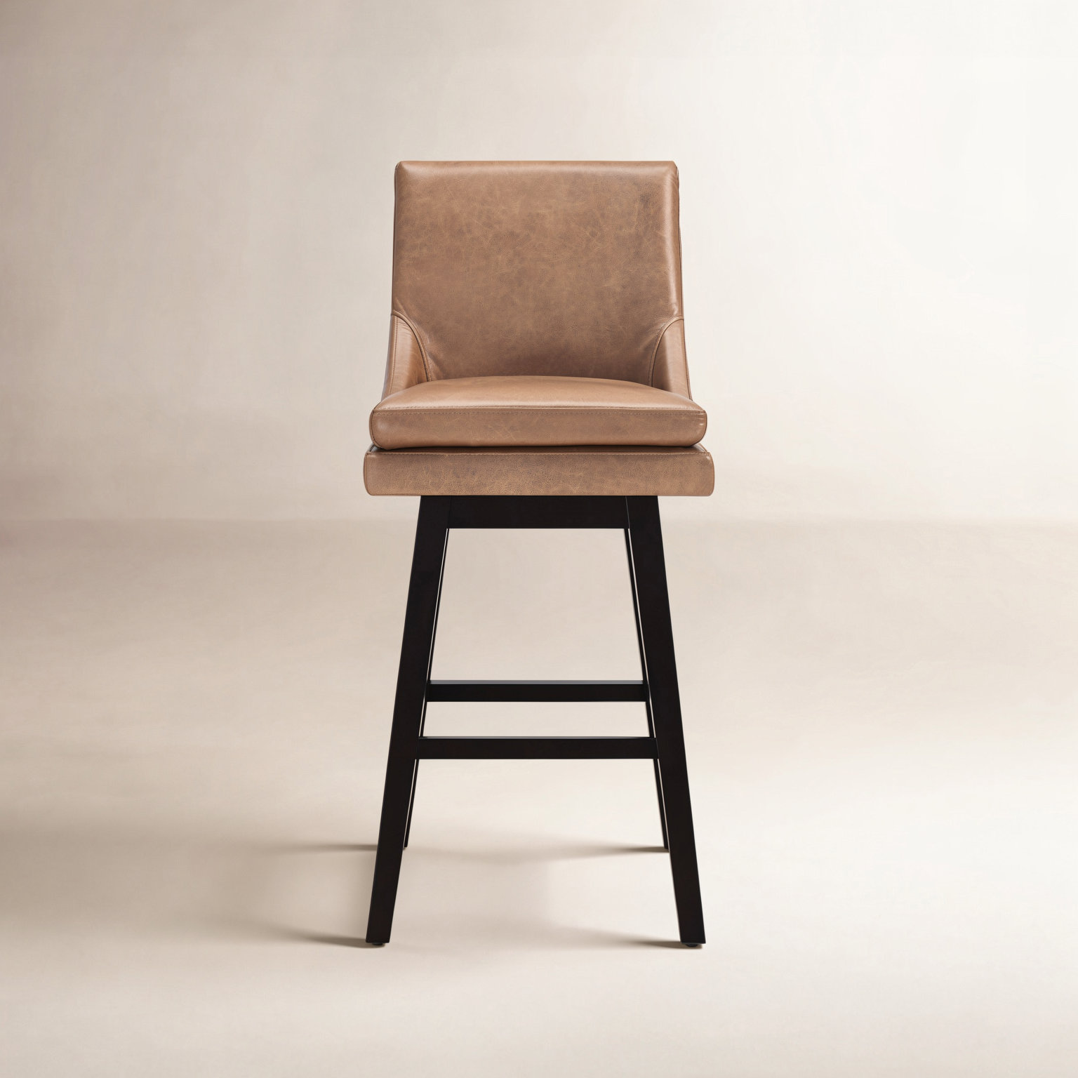 Zahara Swivel Bar and Counter Stool, Bar Stool (30" Seat Height), Marseille Brown Genuine Leather