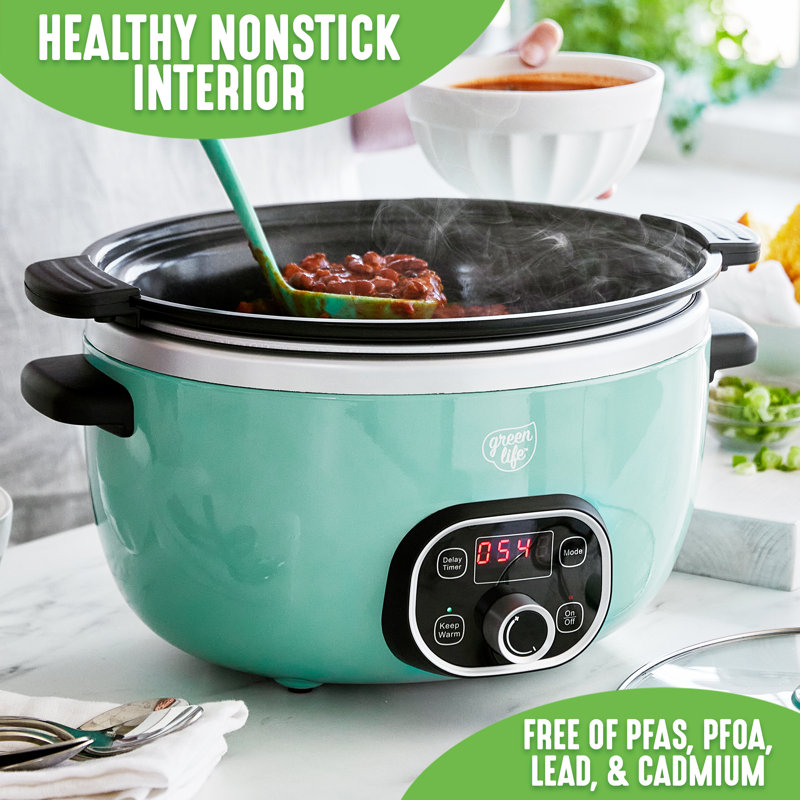 Turquoise 6 Quart Digital Display Non-Stick Buffet Server