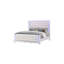Queen Bed In Milky White With Crystal Like Perplex, Modern Headboard And Lighted Feature For Bedroom Vivacity,